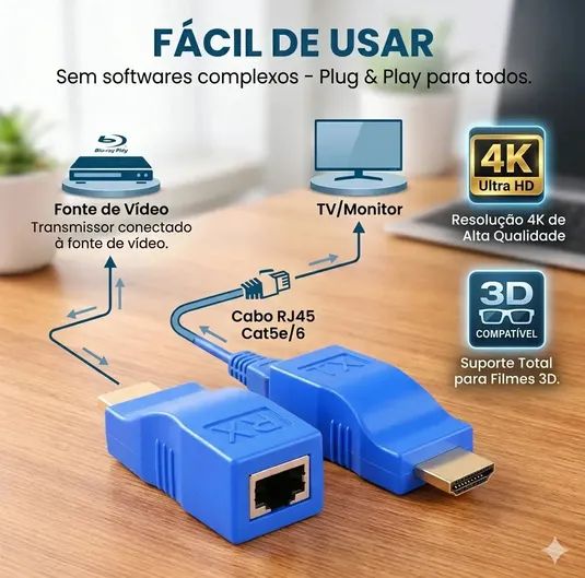 Conversor Hdmi Para Rj45 4k  - Foto 2