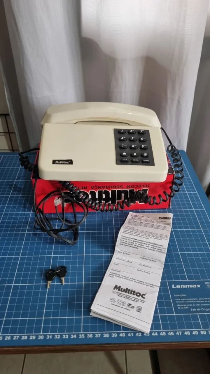 Telefone antigo Multitoc bege completo