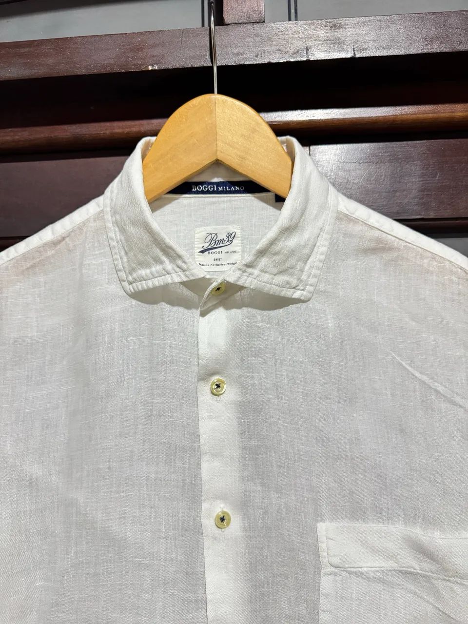 camisa boggi milano linho branca