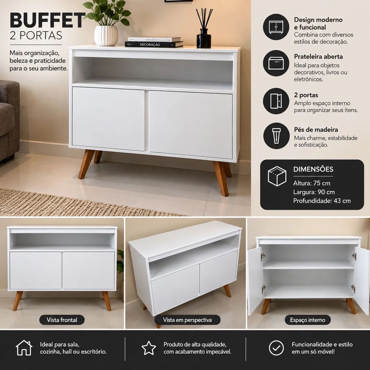 BUFFET 2 PORTAS BRANCO