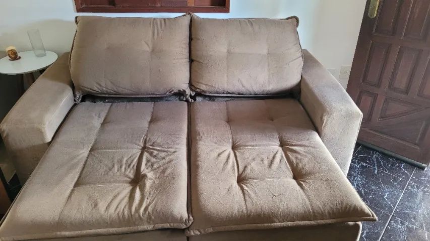 Sofá retrátil, 2 lugares, marrom  - Foto 5