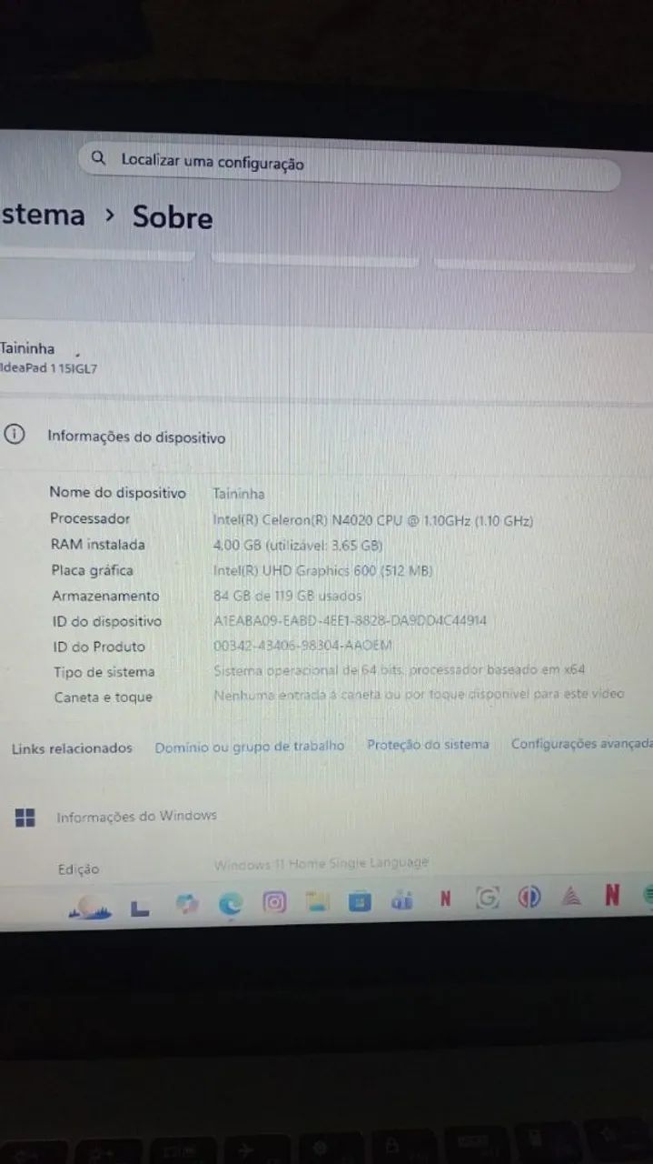 Lenovo IdeaPad 1 15IGL7 usado e em bom estado  - Foto 4