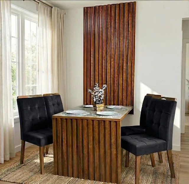 Conjunto de Jantar Belluno 4 Lugares com Painel Ripado