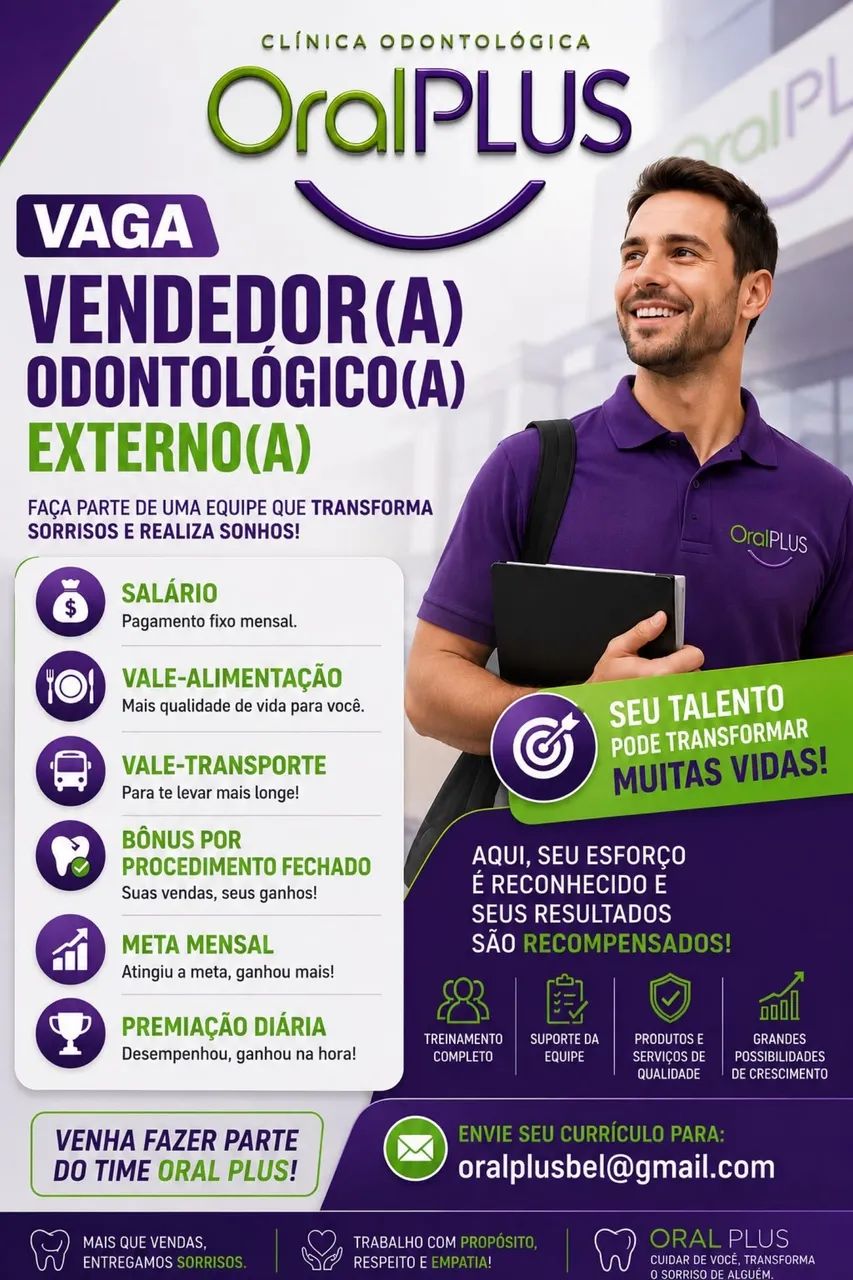 VAGA DE EMPREGO PARA VENDEDOR EXTERNO