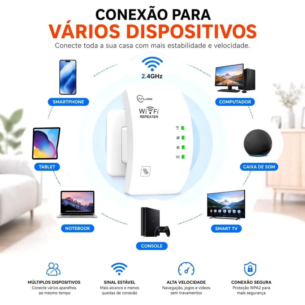 Repetidor de sinal Wi-Fi sem fio - Foto 2