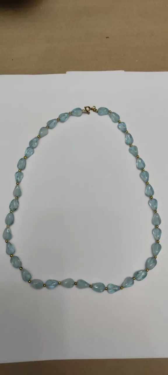 Colar Feminino Azul Claro Vintage Delicado
