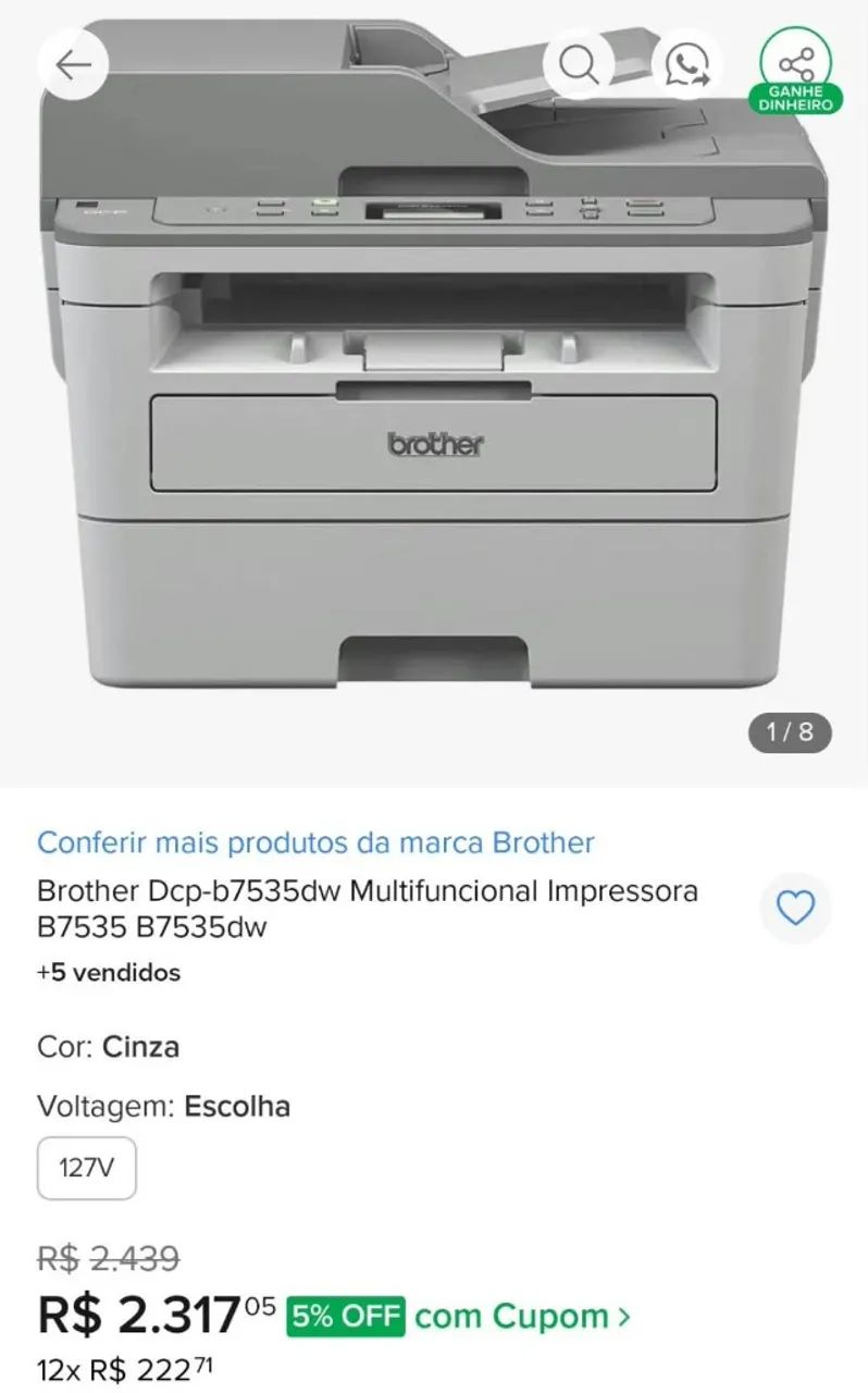 Brother Impressora Dcp-b7535dw Com Wifi 4.2 - Foto 3