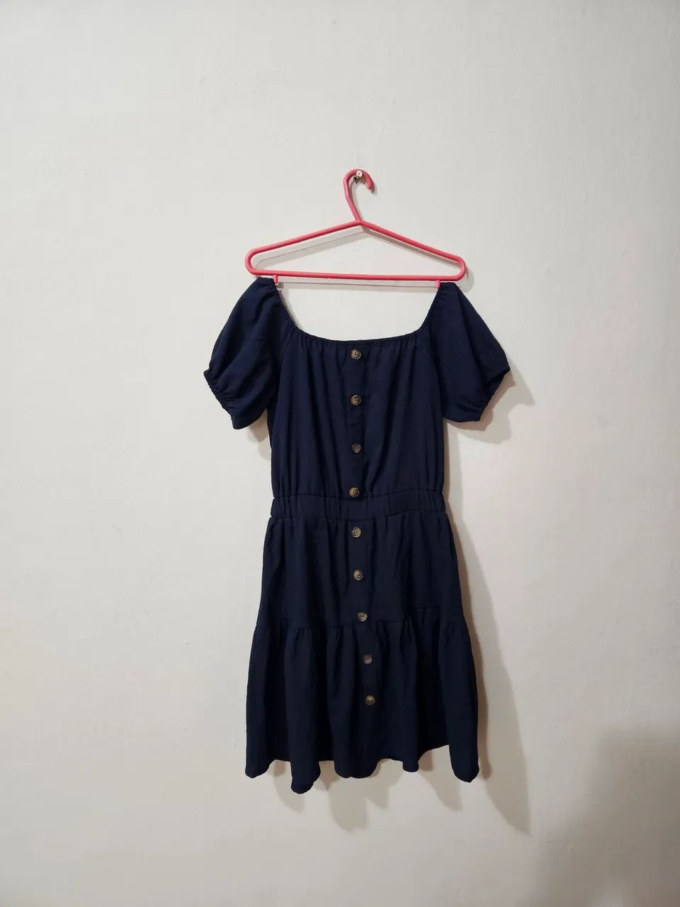 Vestido azul marinho ombro a ombro  