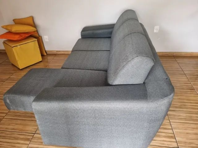 SOFÁ RETRÁTIL 3 LUGARES CINZA - Foto 2