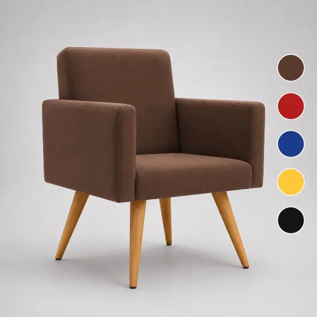 Poltrona Larissa Suede Pés Palito Castanho D'Rossi