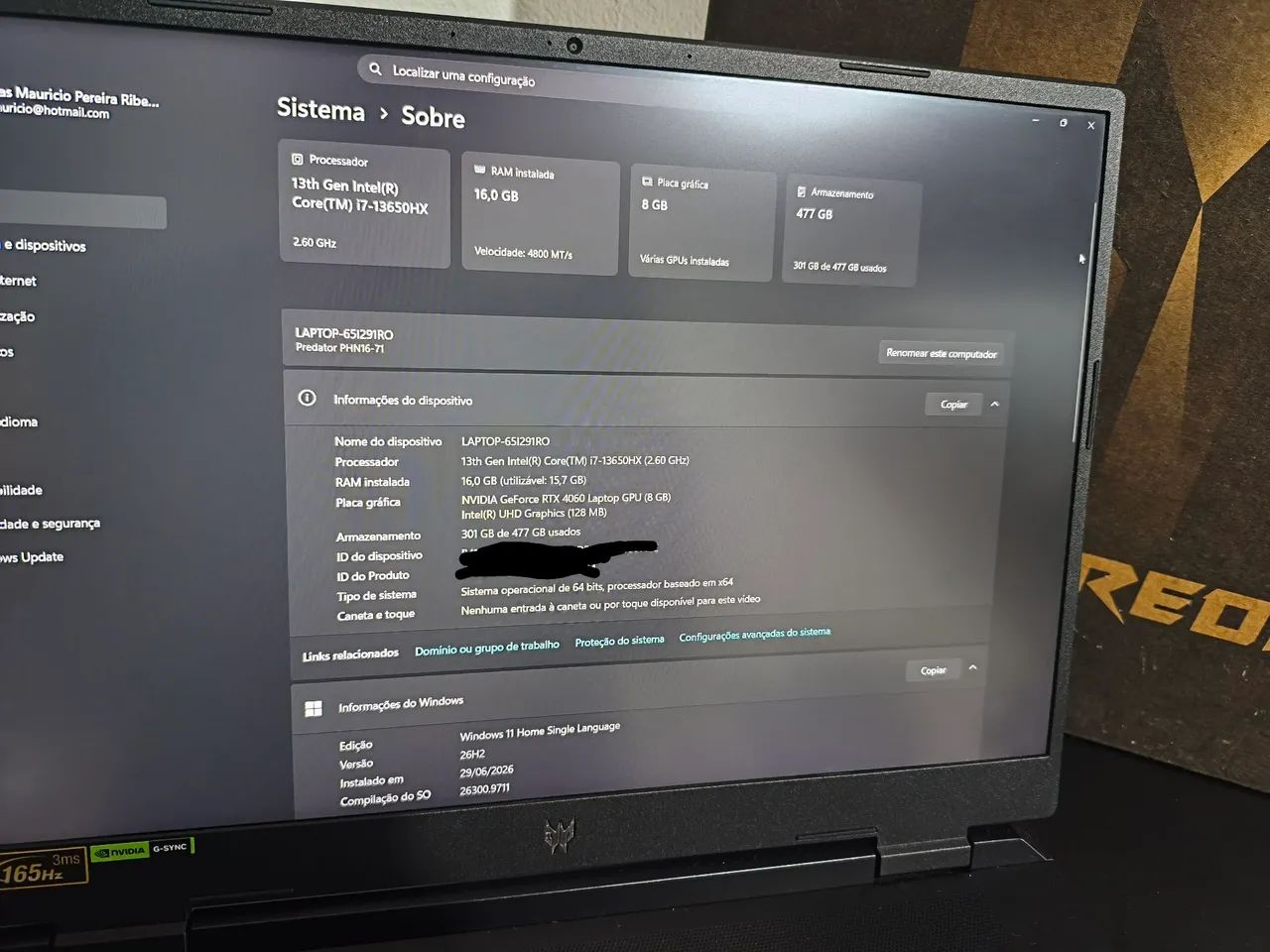 Notebook Helios Neo Predator Neo 16 RTX4060 - Foto 4
