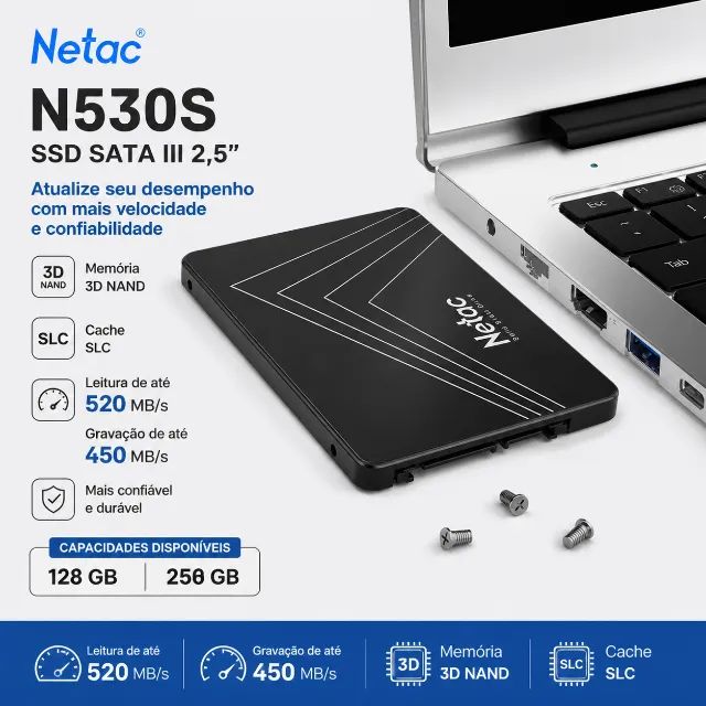 NOVO E LACRADO! SSD NETAC N530S 256GB SATA III 2,5