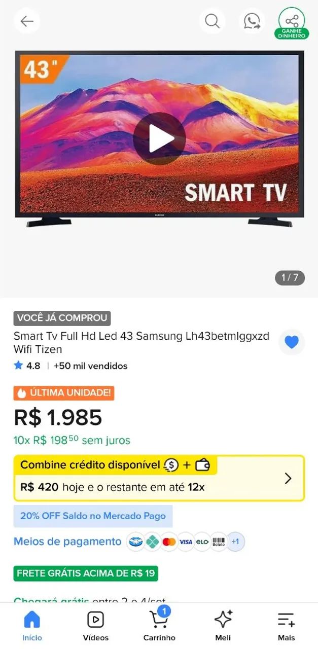 VENDO SMART TV SAMSUNG FULL HD 43 POLEGADAS  - Foto 4