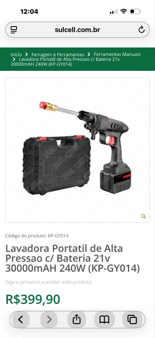 Lavadora Portatil de Alta Pressao c/ Bateria 21v 30000mAH 240W (KP-GY014) - Foto 4