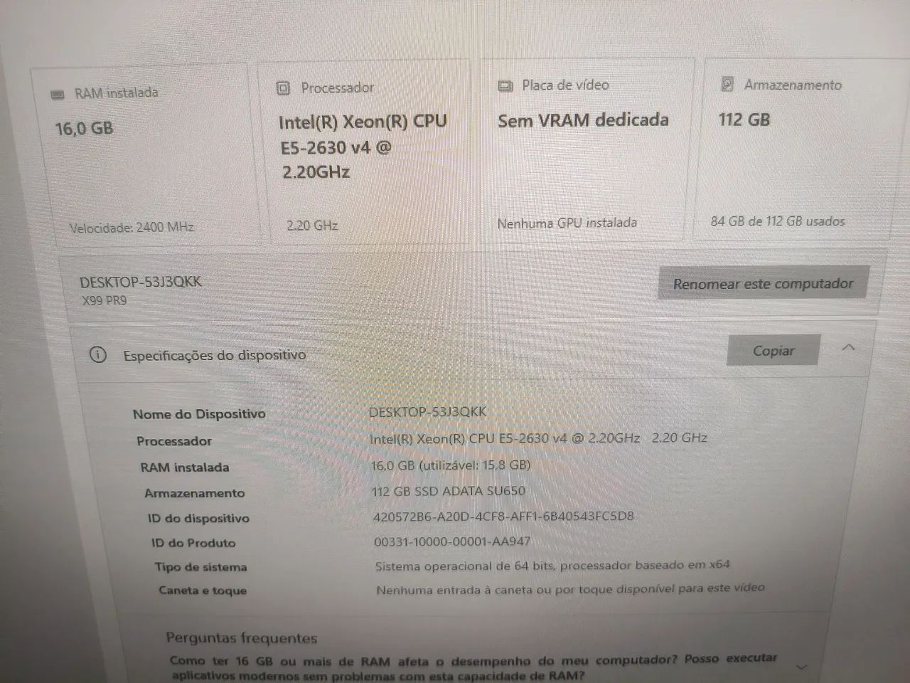 Kit placa X99 + Xeon E5 2630v4