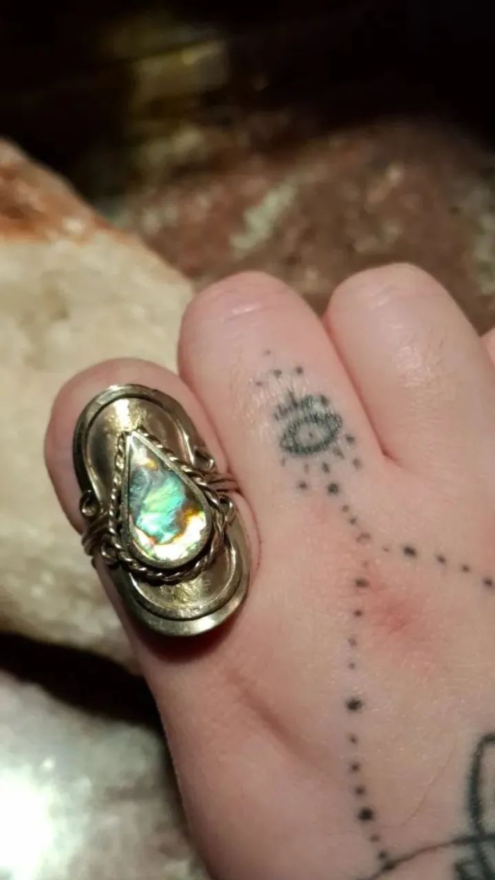 Anel em Gota com Abalone Natural e regulagem - Foto 3