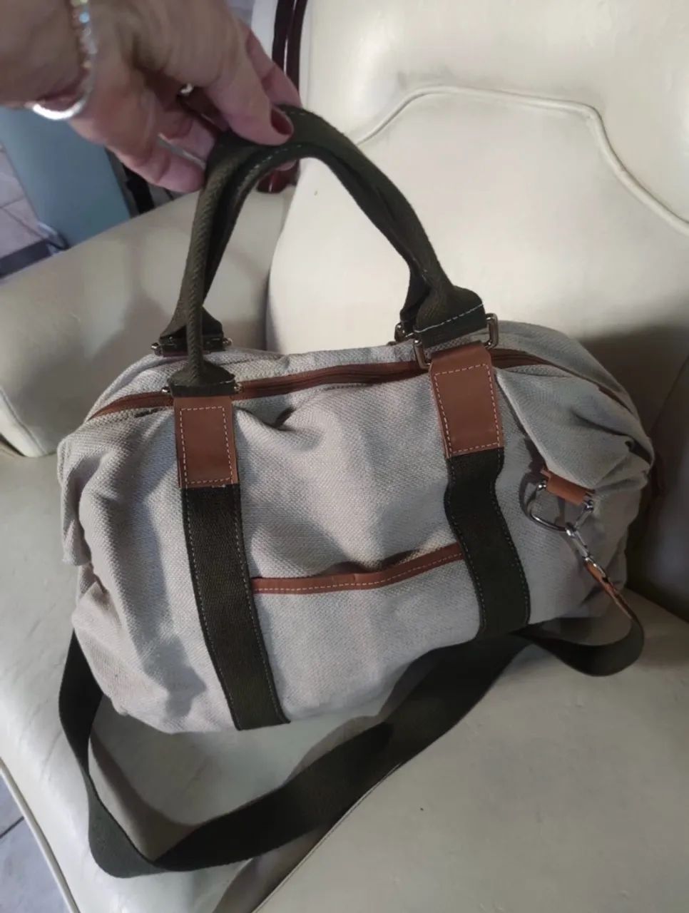 Bolsa de lona com couro - Foto 5