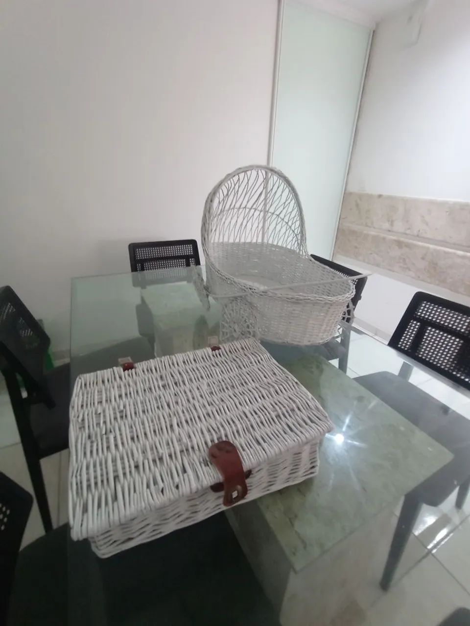Cesta e carrinho de palha - artesanal  - Foto 2