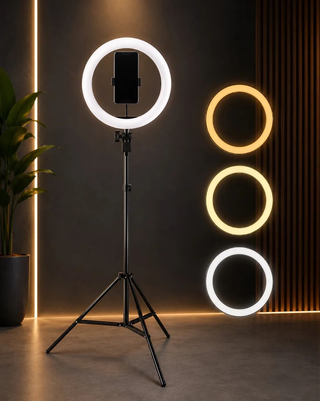 Ring Light LED 12? com Tripé 2 Metros e Suporte para Celular - Iluminação Profissional  - Foto 4