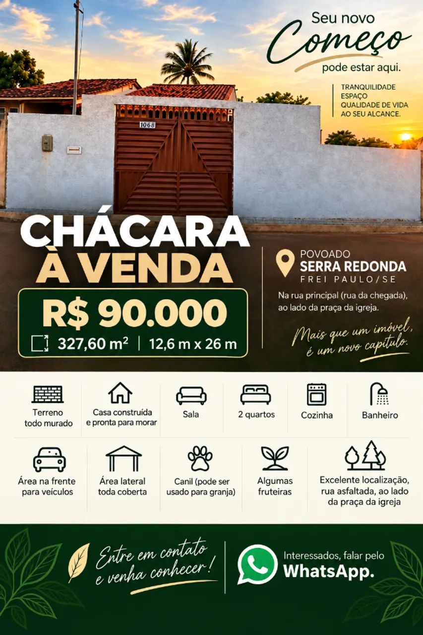 Chácara pronta para morar - Povoado Serra Redonda