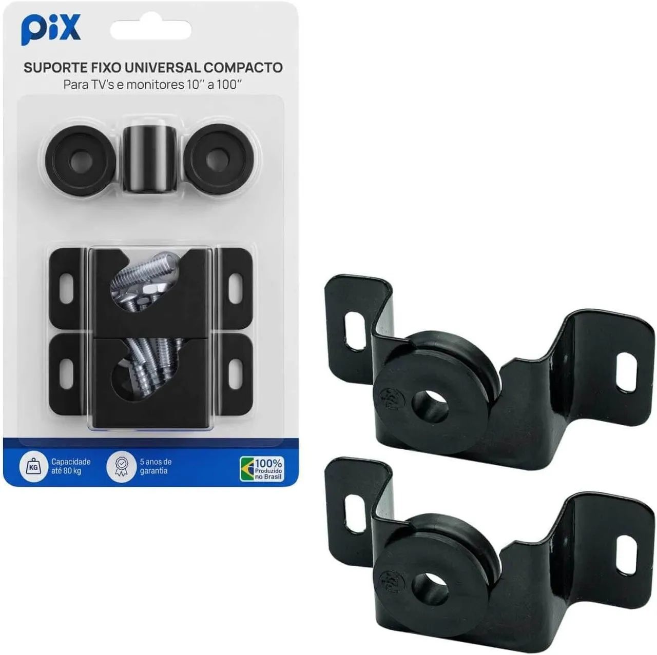 Suporte de TV PIX Fixo 10 a 100 Polegadas | Universal, Compacto, Preto