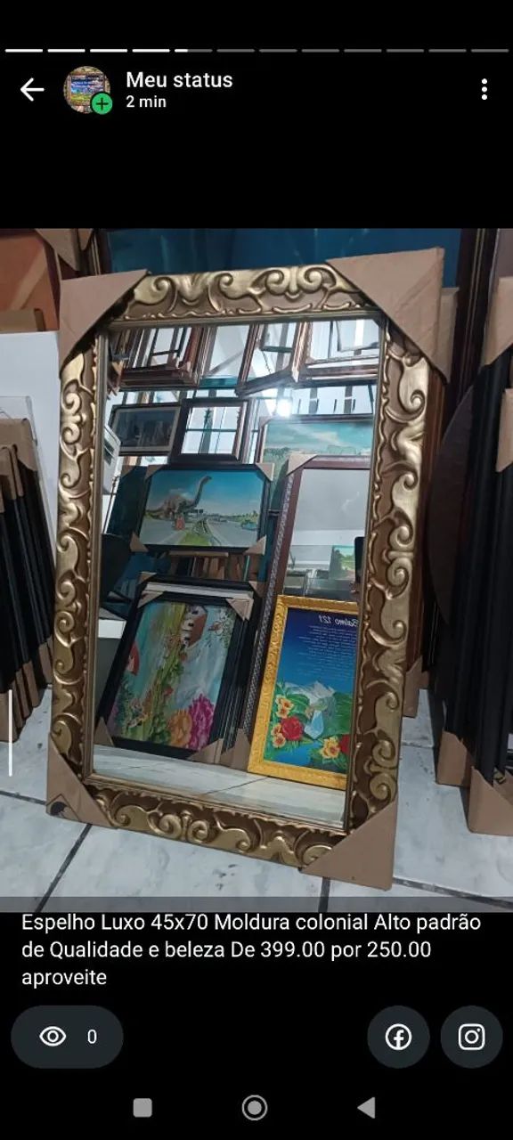 Espelho Moldura decorada Estilo 