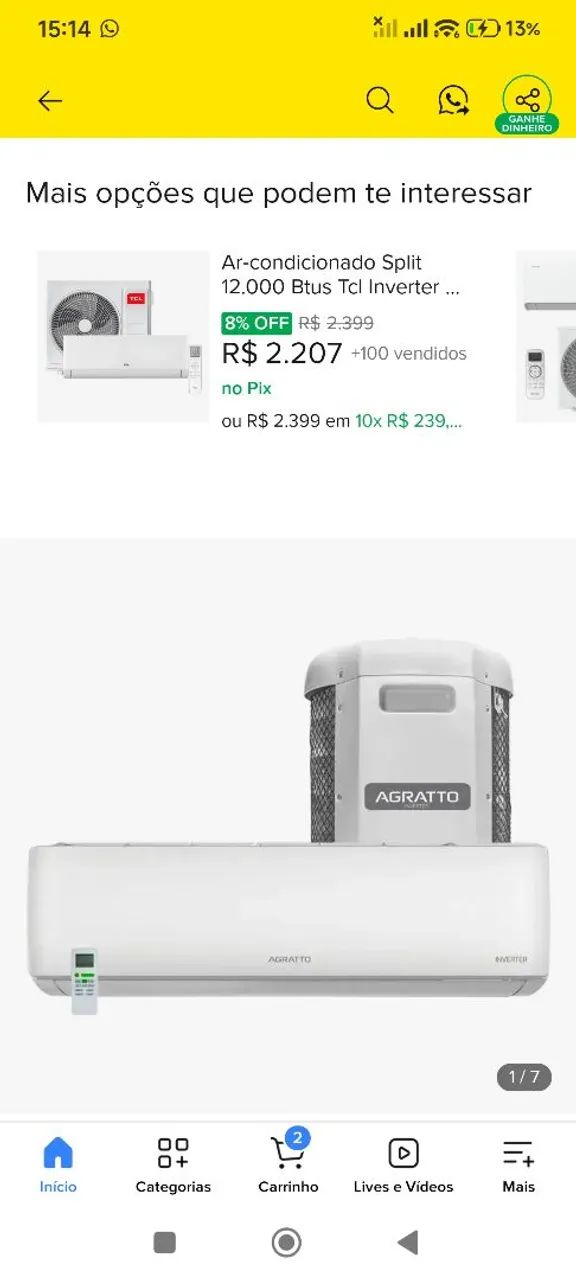 Ar condicionado novo 
