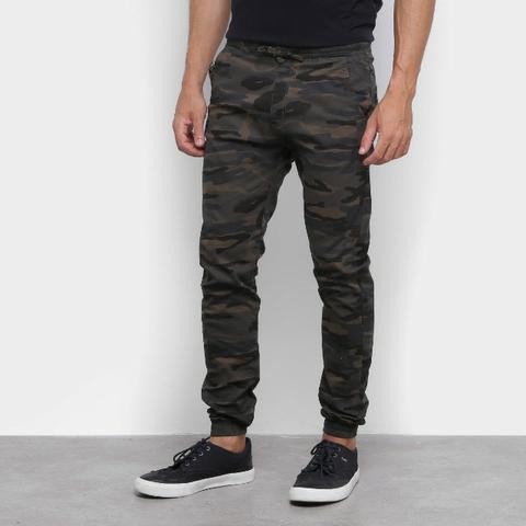 Calça de sarja jogger camuflada