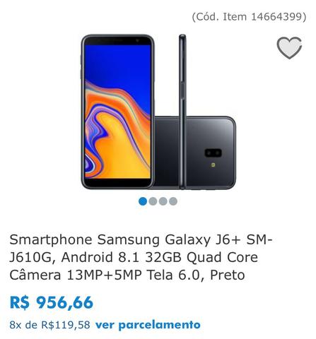 Vendo J6 Plus 32 GB Celular com o plástico na tela ainda
