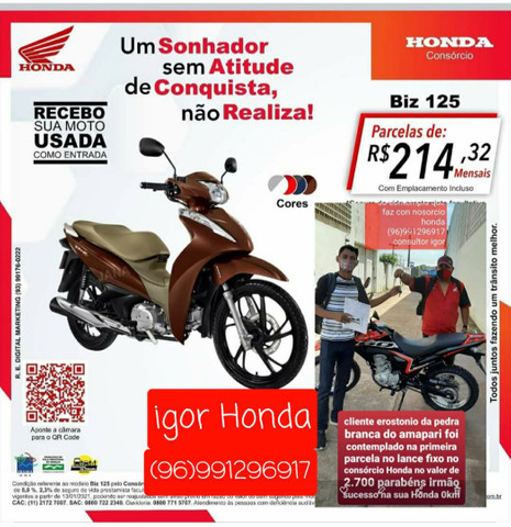 BIZ 125 MODELO. 2021 CORRA GARANTA SUA SO CHAMA *
