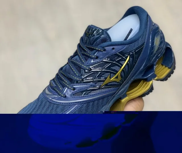 Tenis Mizuno Wave Prophecy 8 Azul Dourado Novo Original Caixa