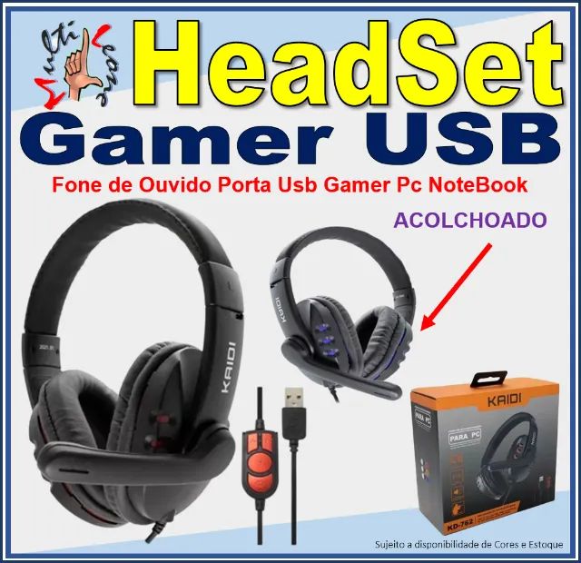 Fone Microfone Headset Para Jogos Gamer 7.1 para PC Notebook Xbox