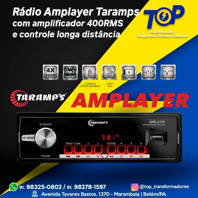 Rádio MP3 Automotivo Taramps Amplayer 400 rms