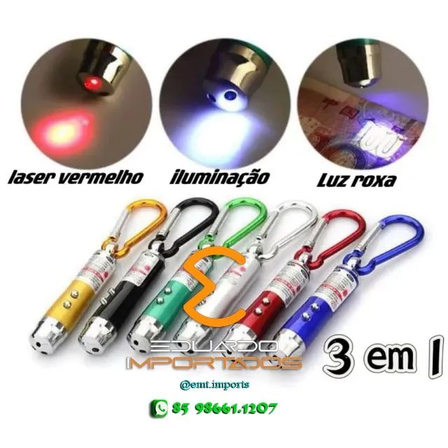 Chaveiro 3 Em 1 Lanterna Laser E Identificador De Nota Falsa - Foto 5