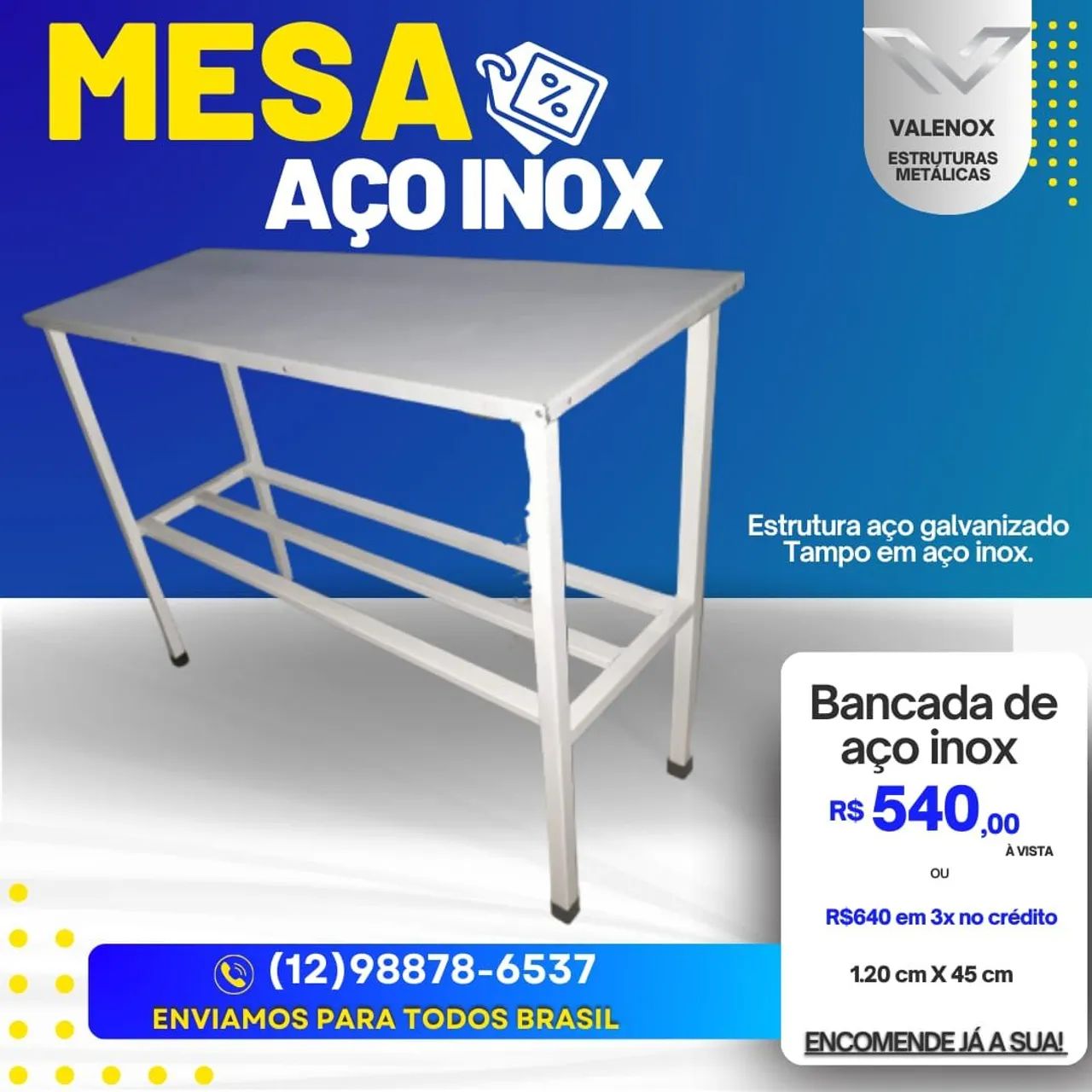 Mesa inox 1.20 MT nova