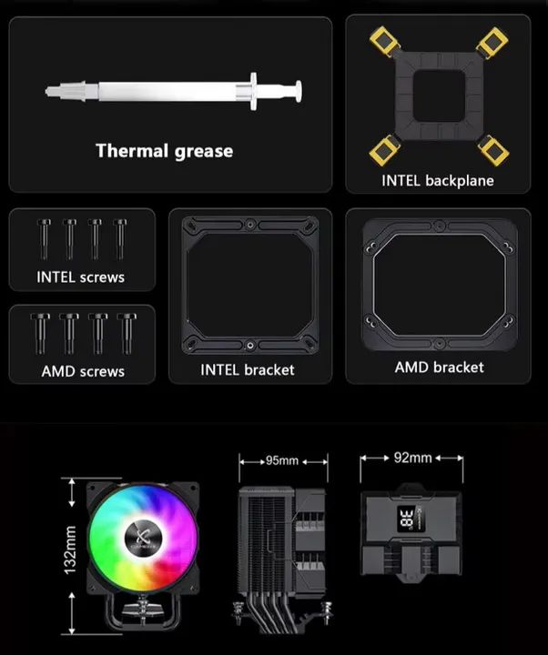 CPU Cooler ARGB com Medidor de Temperatura - Foto 3
