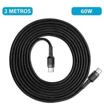 Cabo Turbo Duplo Tipo- C Baseus Cafule 60w 20v 2 Metros Cor Preto - Foto 5