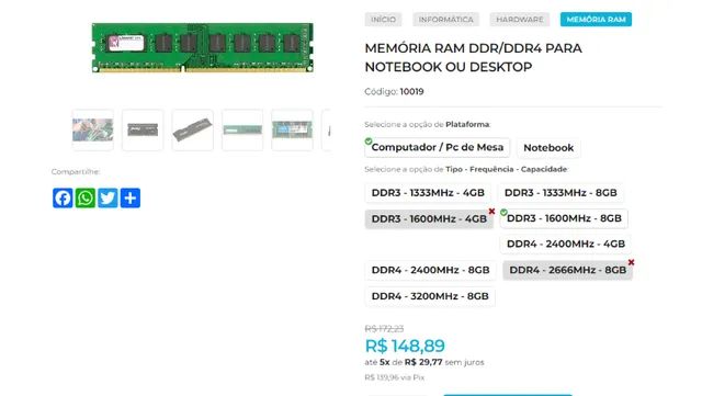 Memória Ram DDR3 e DDR4 para Notebook ou Computador / PC Gamer - Foto 4