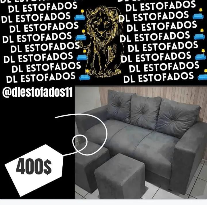 Sofá de 3 Lugares + 2 Puffs64308276514050122