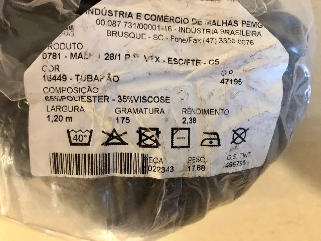 Vende-se peça de 7,145kg de meia malha 28/1 PV 65%PES / 35%VIS - Foto 4