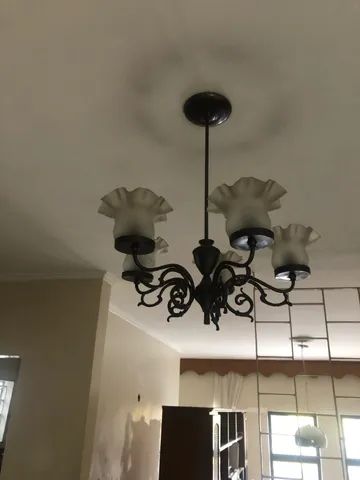 Lustre colonial tulipa antigo raro bronze - Foto 5