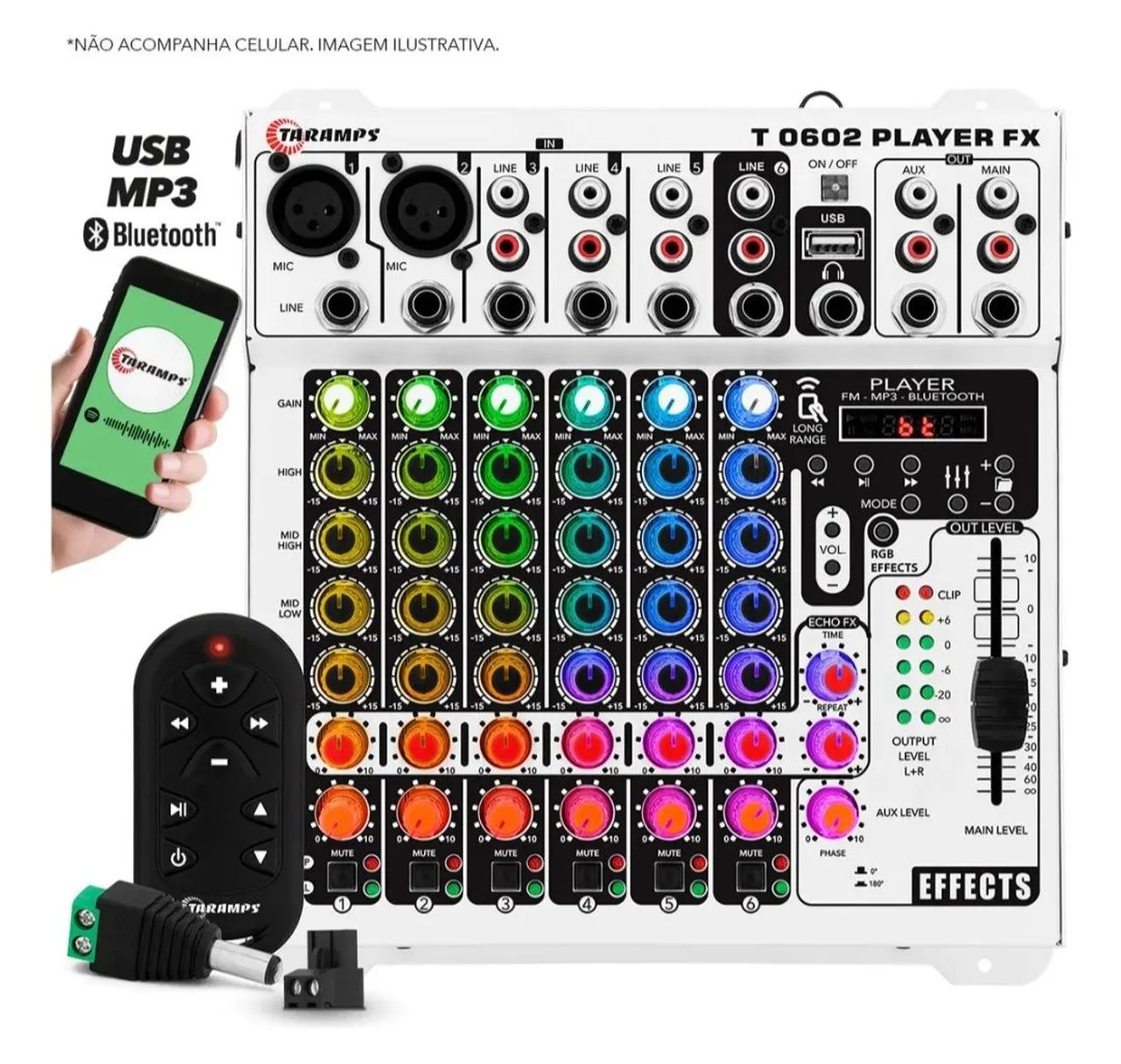 Mesa de áudio taramps T0602 PLAYER multicolor  - Foto 2