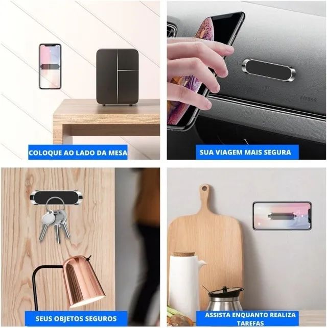 Suporte Magnético para Celular com Rotação 360° e Fixação por Ímã - Foto 3