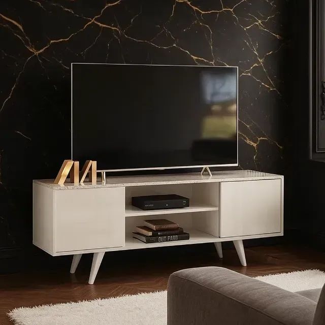Rack estilo retrô calacata off white Ate 55 pol