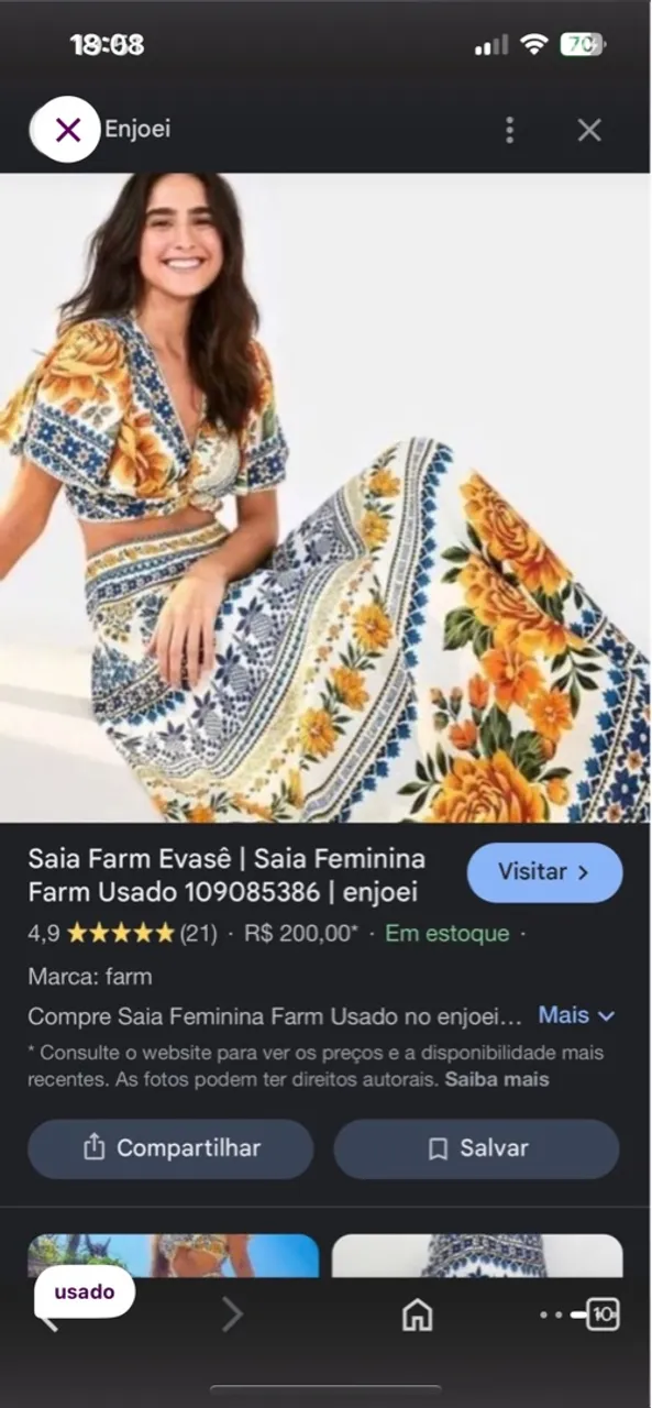 Saia Farm Evasê Feminina Floral