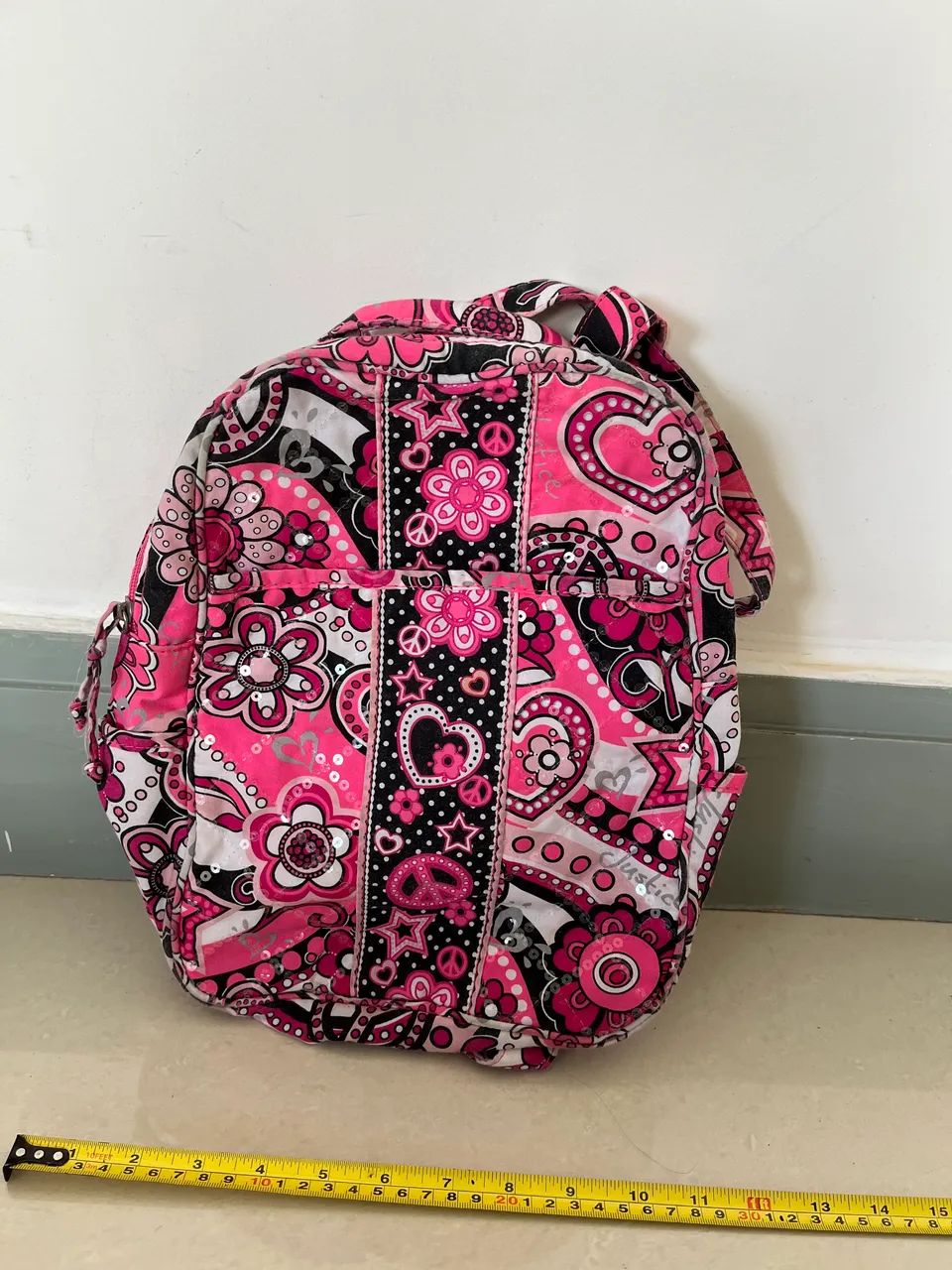 Mochila infantil rosa tecido pequena - Foto 4