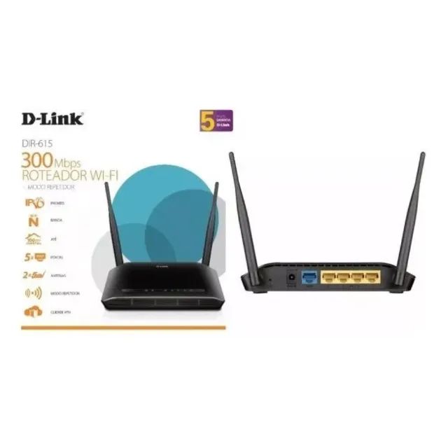 Roteador Wireless Wifi Adsl 300mbps D-link DSL-2740E/BR Cor Preto - Foto 2