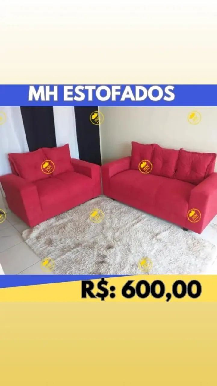 Conjunto de Sofá e Poltrona Vermelho65171907305089123