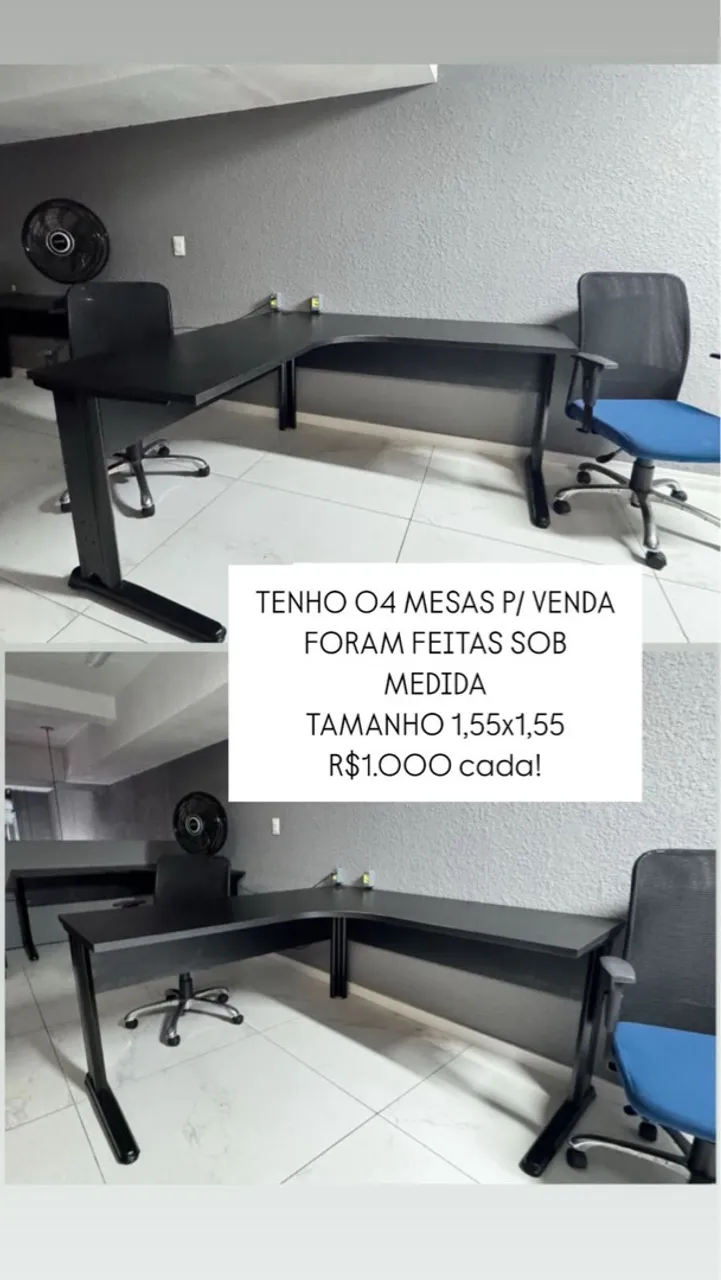 Mesas em L sob medida para escritório - 04 unidades