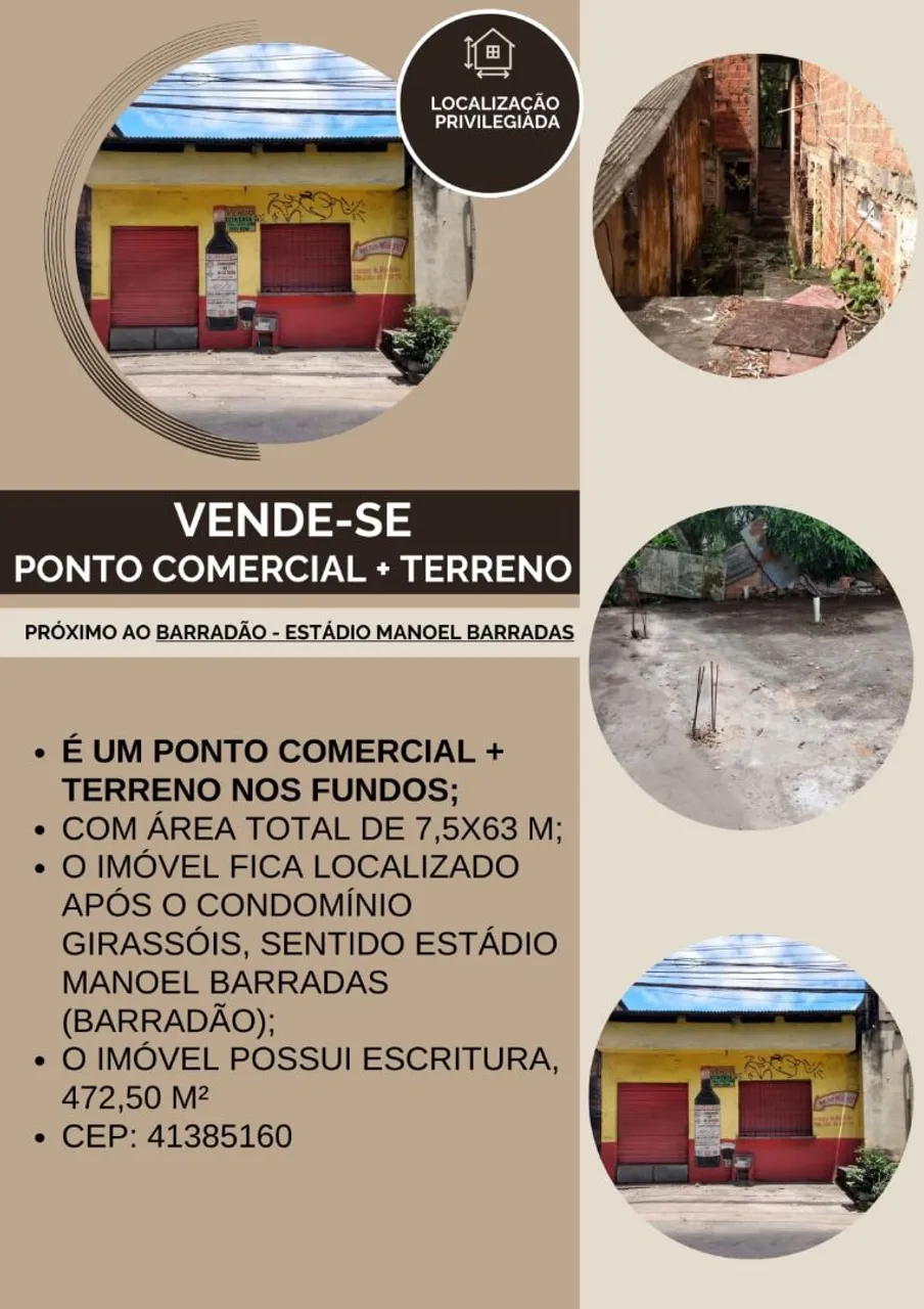 Vende-se ponto comercial+ terreno